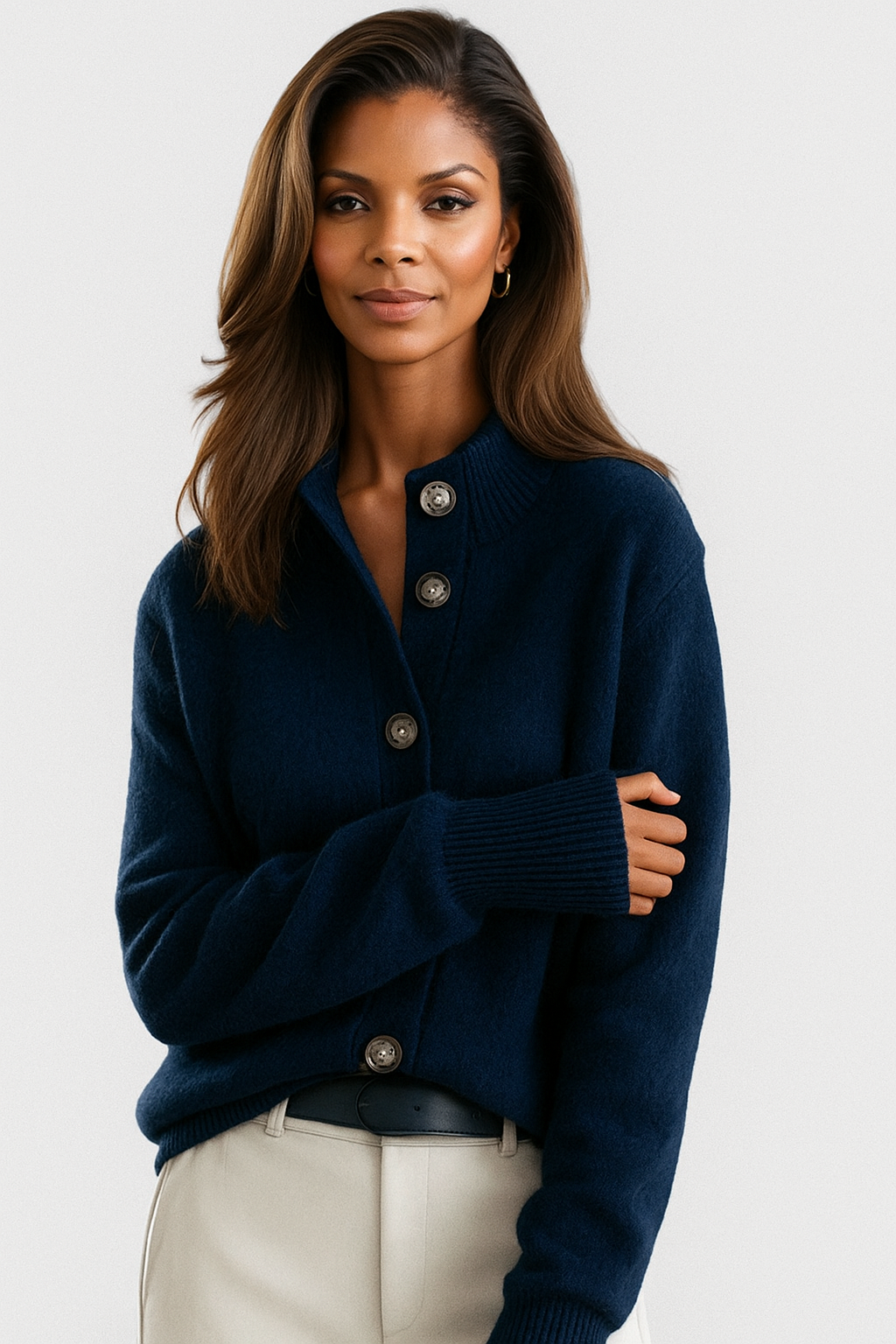 Sofia | Women's Collared Button Cardigan – Soft Knit