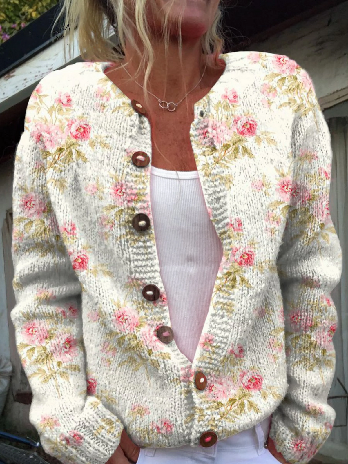 Kerensa | Women's Floral Knit Cardigan – Vintage Button Front