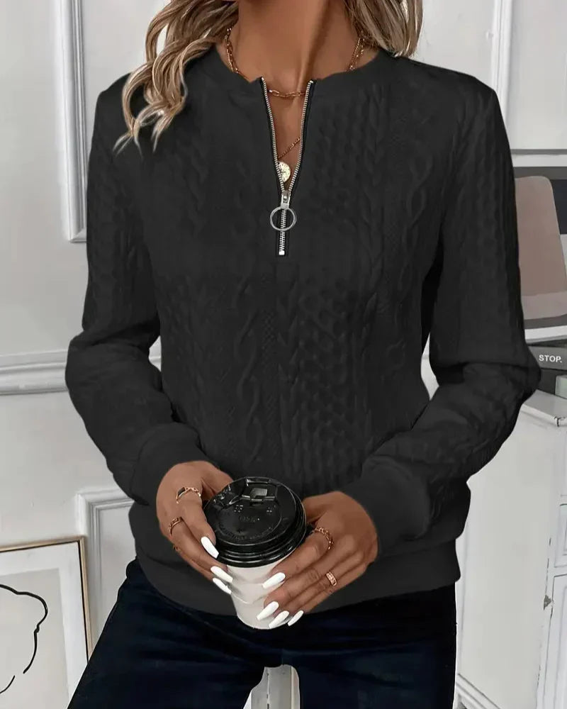 Sandrine | Women's Textured Quarter-Zip Sweater – Zip Collar Knit