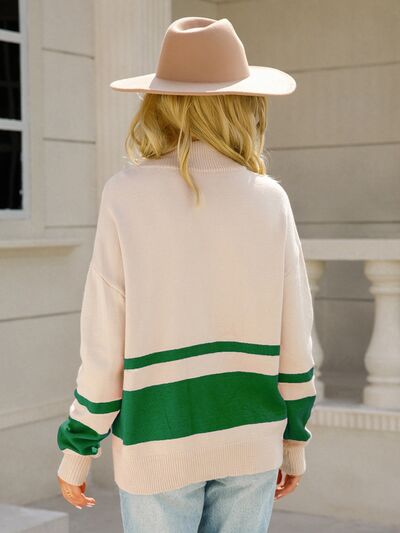 Lemia | Women's Half-Zip Sweater – Contrast Trim Pullover