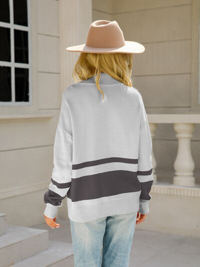 Lemia | Women's Half-Zip Sweater – Contrast Trim Pullover