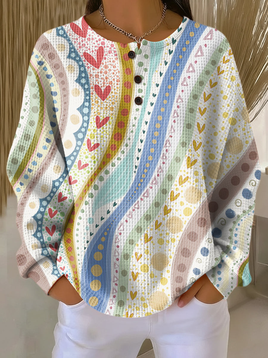 Luna | Women's Striped Waffle-Knit Sweater – Colorful Brushed Knit