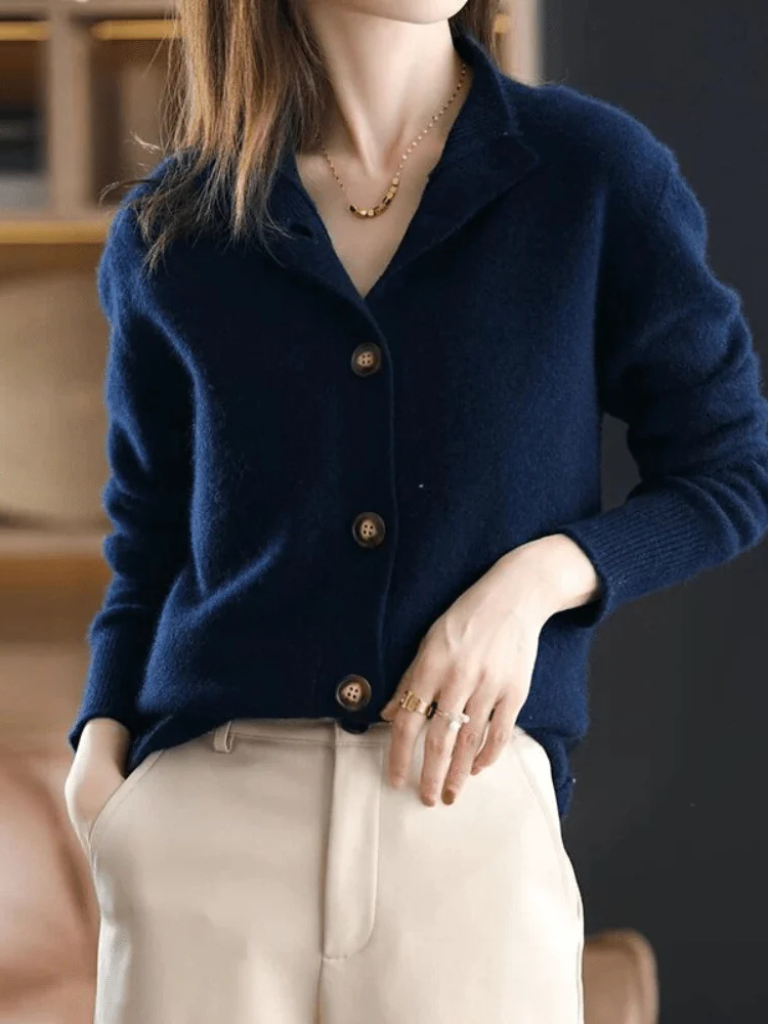 Sofia | Women's Collared Button Cardigan – Soft Knit