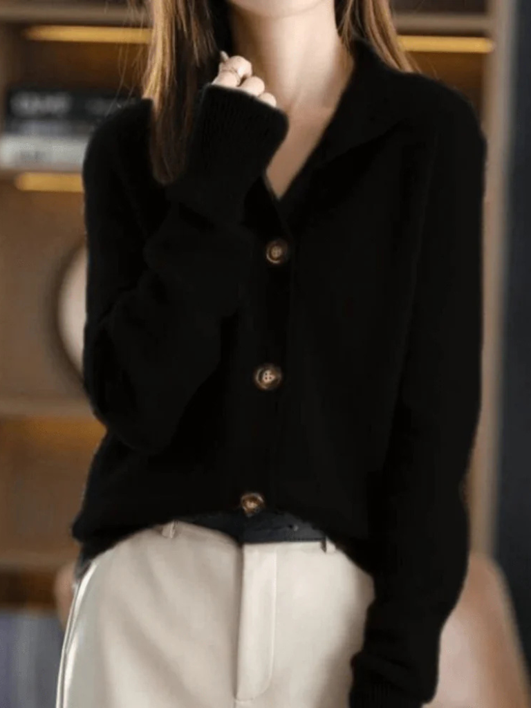 Sofia | Women's Collared Button Cardigan – Soft Knit