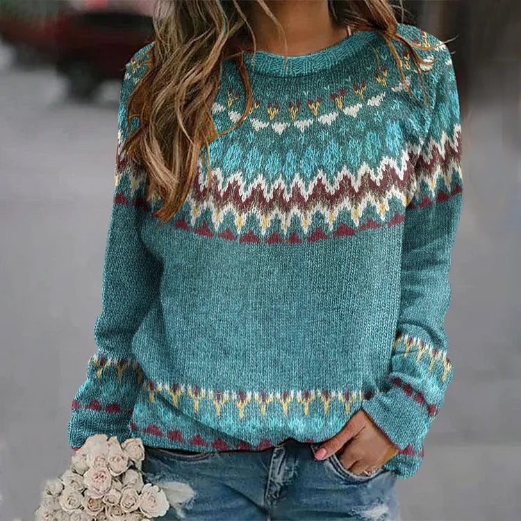 Finley | Women's Boho Wave Knit Sweater – Textured Relaxed Fit
