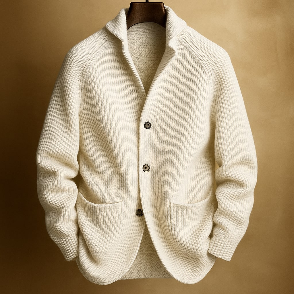 Benevolux | Men's Ribbed Knit Cardigan Vest – Shawl Collar, Button Front