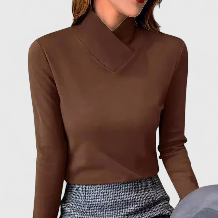 Yulienne | Women's Fitted Turtleneck Top – Elegant Stretch Knit