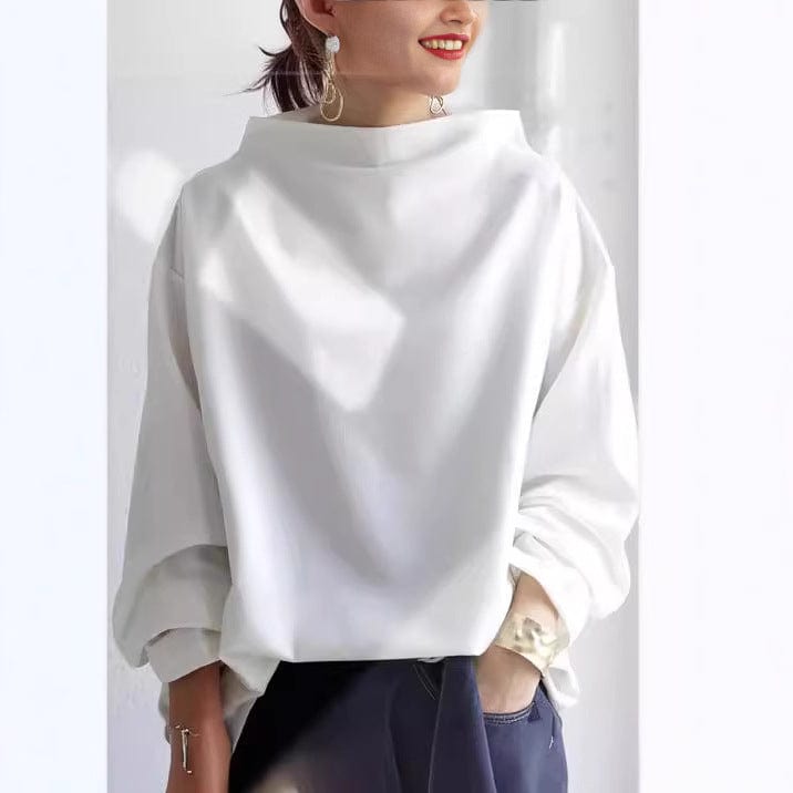 Elly | Women's High Neck Knit Top – Soft Relaxed Fit