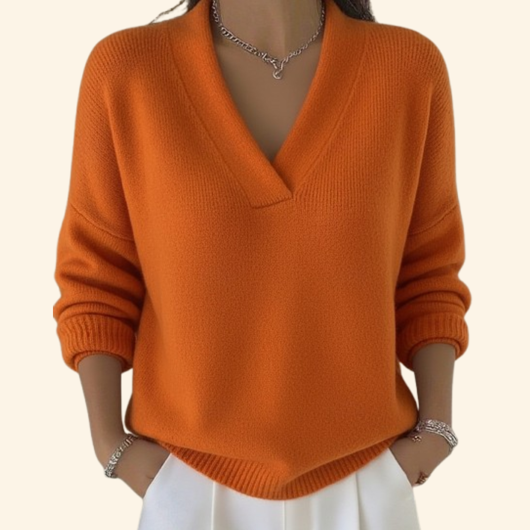 Benevolux | Women's Soft V-Neck Sweater – Cotton-Blend Knit