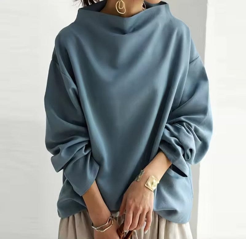 Elly | Women's High Neck Knit Top – Soft Relaxed Fit