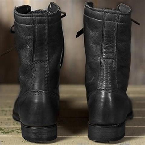 Abby | Women's Lace-Up Mid-Calf Combat Boots – Metal Eyelets, Lug Sole, Block Heel