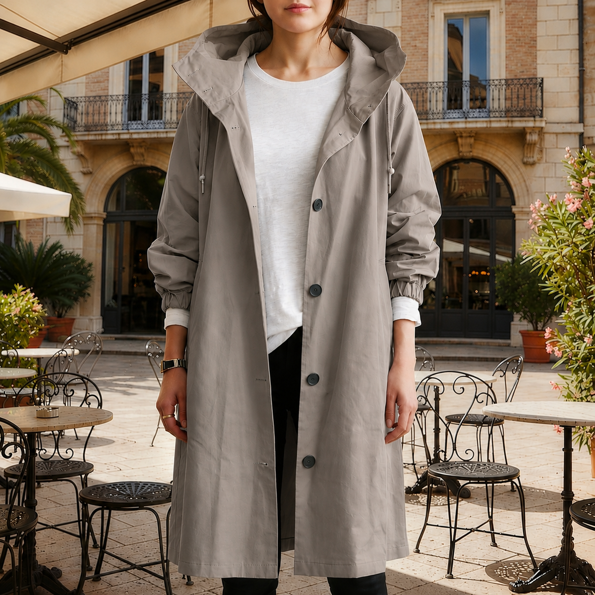 Adelaide – Women's Hooded Water-Repellent Trench Coat – Belted, Nine Colors