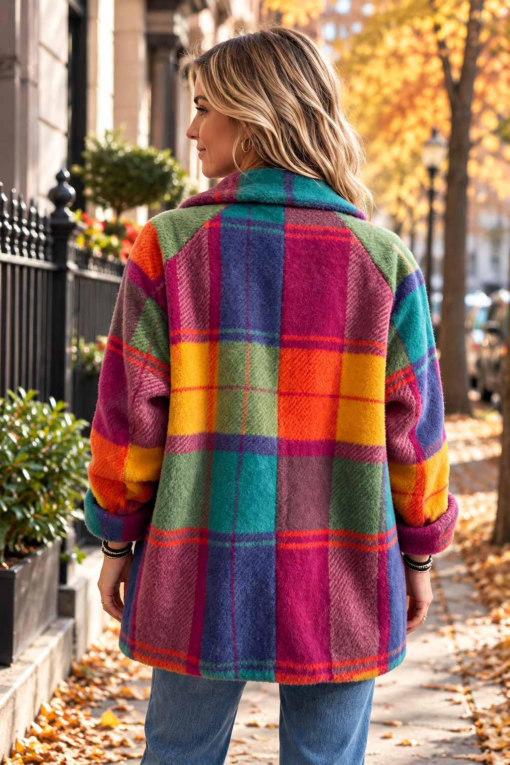 Adele | Women's Oversized Plaid Coat with Side Pockets – Relaxed Fall Layer