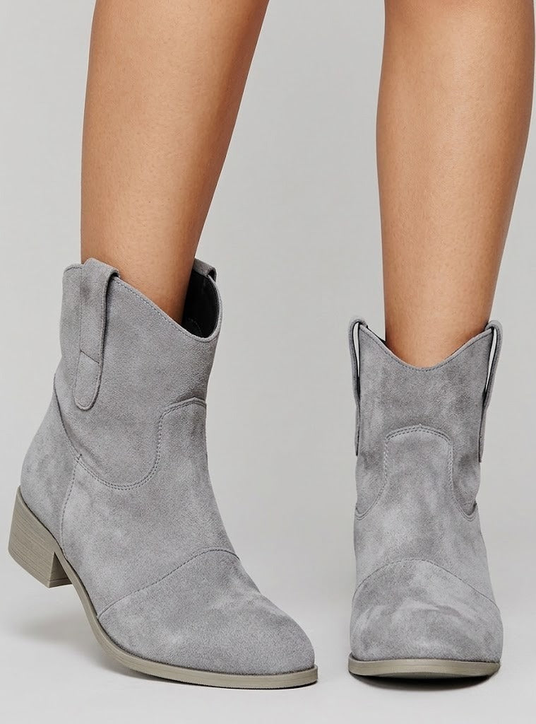 Alice | Women's Knee High Western Boots – Pull-On Cowgirl Boots for Fall – Gray