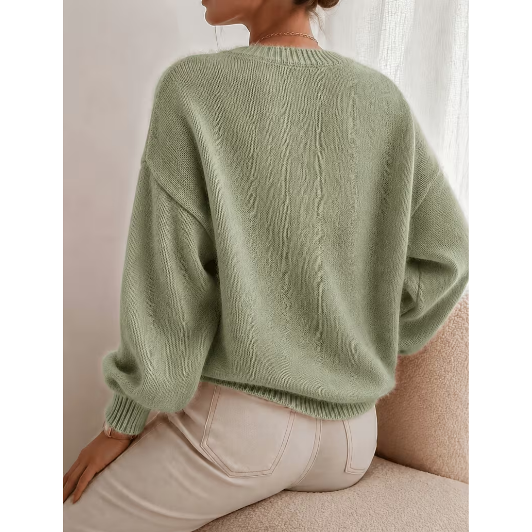 Allie | Women's Soft Relaxed Crewneck Sweater – Drop Shoulders, Balloon Sleeves