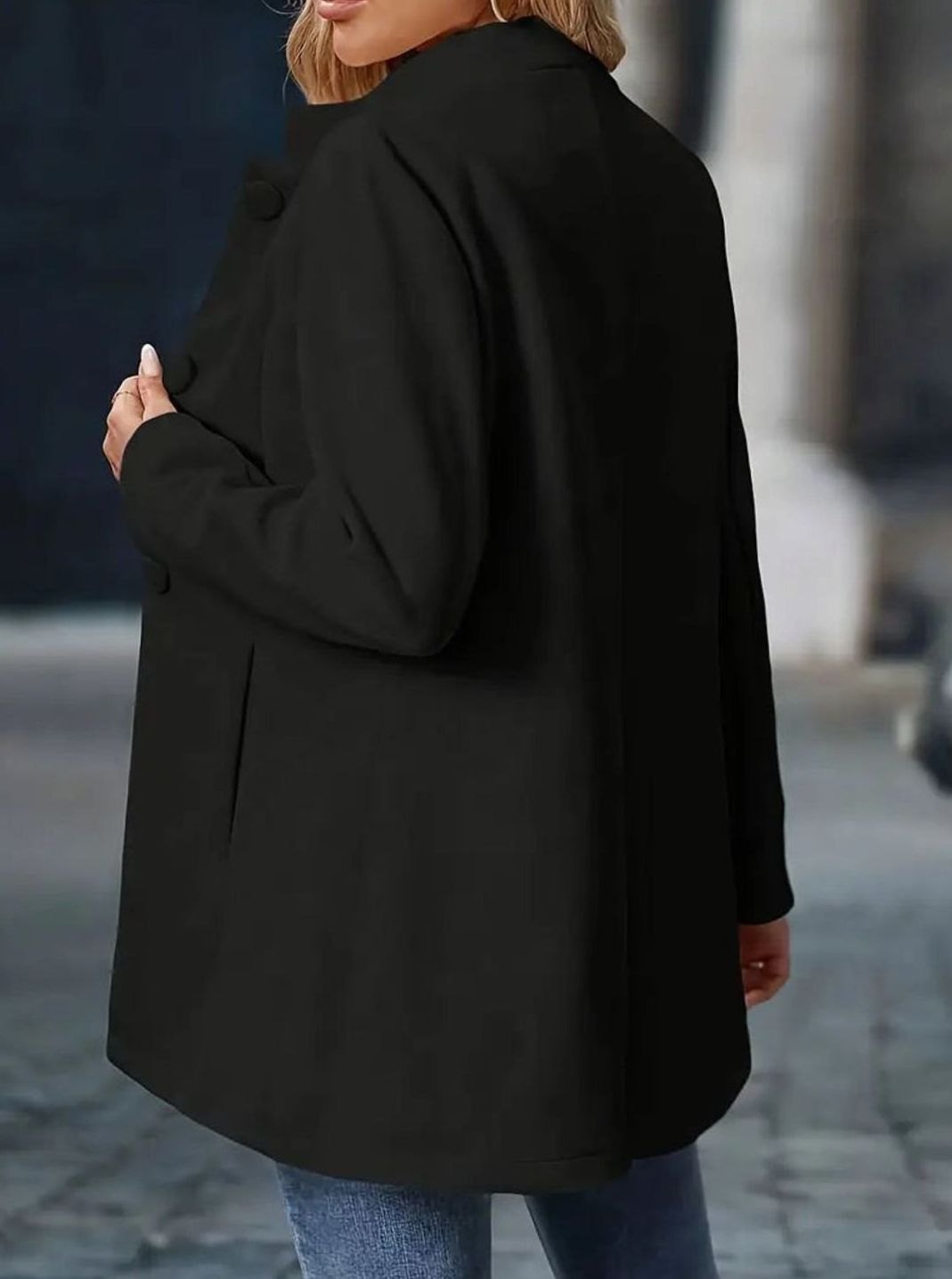 Anya | Women's Stand Collar Button Coat – Hip Length Elegant Winter Coat
