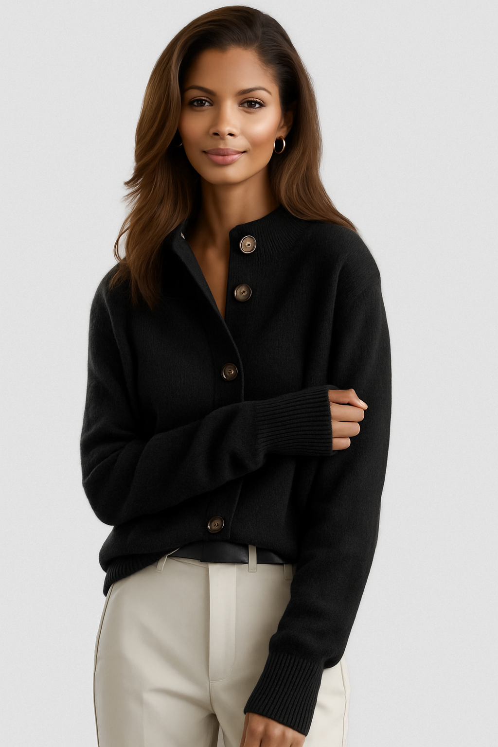 Sofia | Women's Collared Button Cardigan – Soft Knit