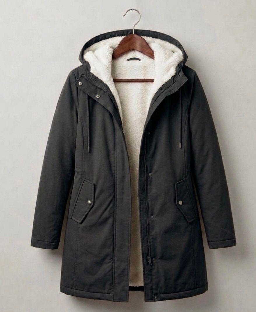 Briar | Women's Fleece-Lined Hooded Parka – Water-Resistant, Mid-Thigh Length – Black