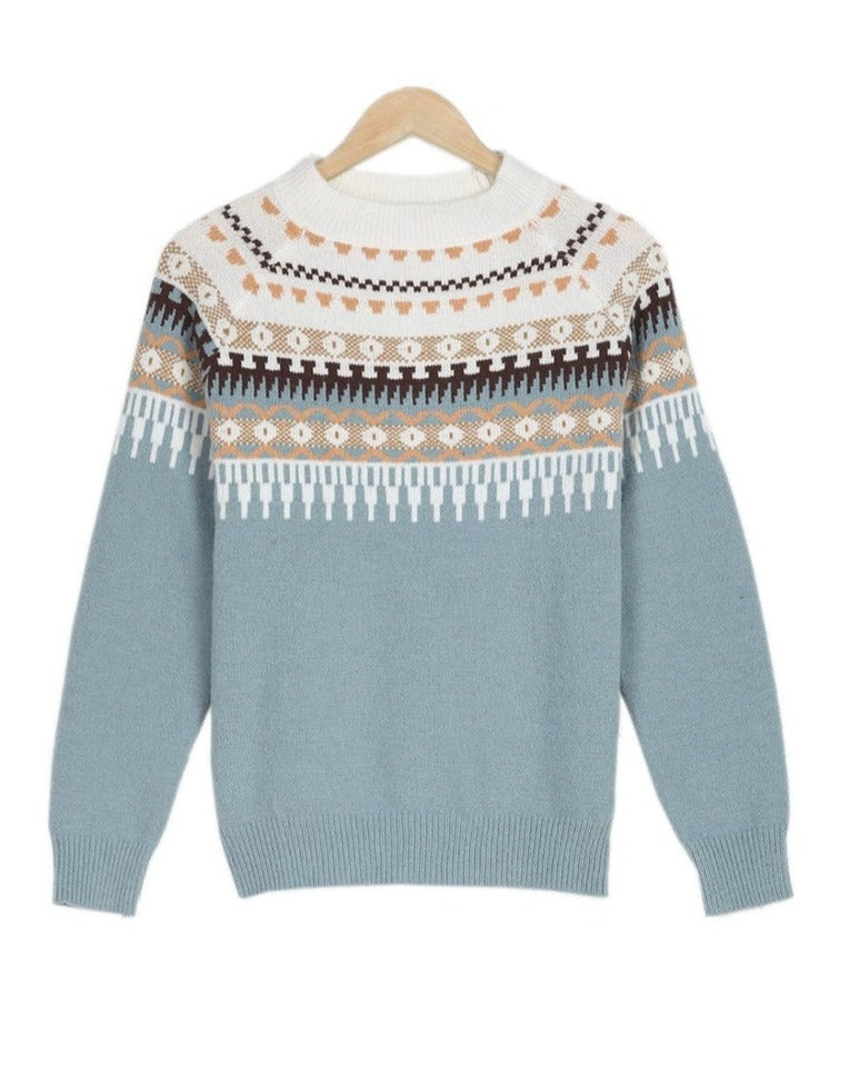 Avery | Women's Fair Isle Knit Sweater – Classic Repeating Pattern