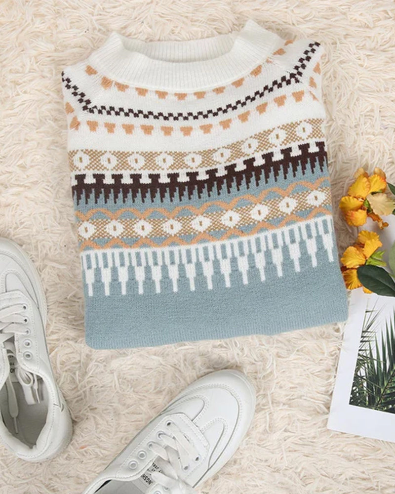 Avery | Women's Fair Isle Knit Sweater – Classic Repeating Pattern