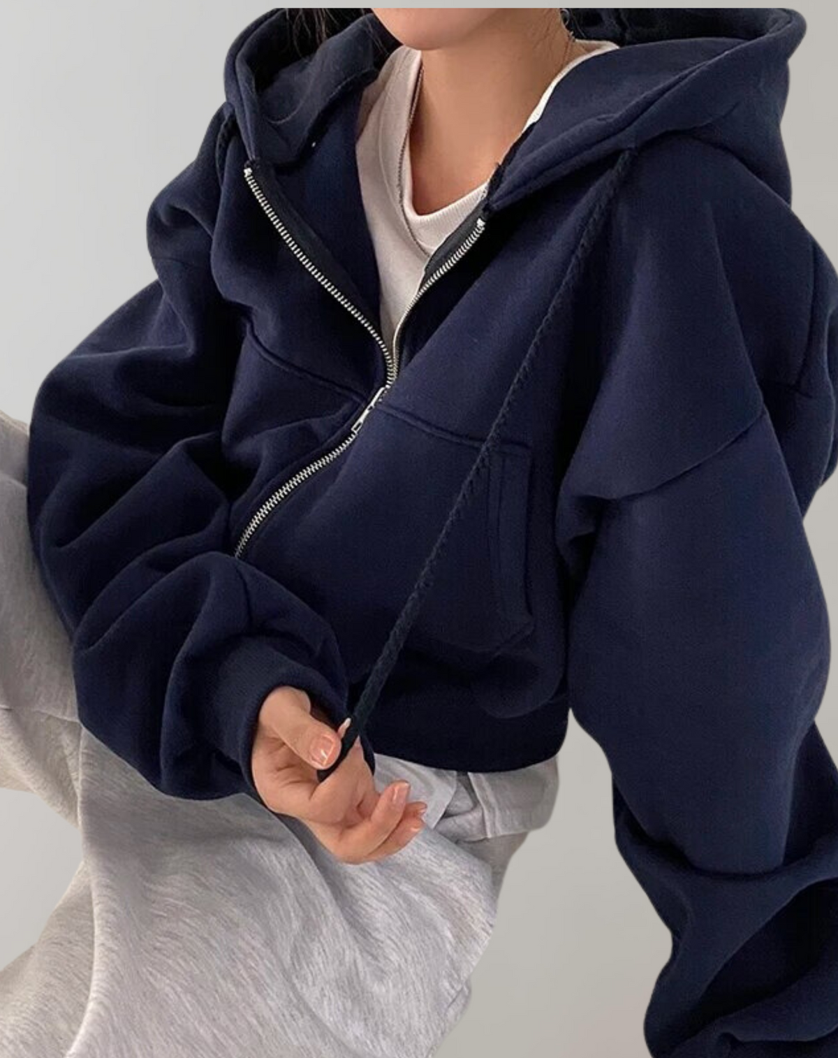 Callie | Women's Zip Up Hoodie – Long Sleeve Hooded Jacket for Fall Layering – Black