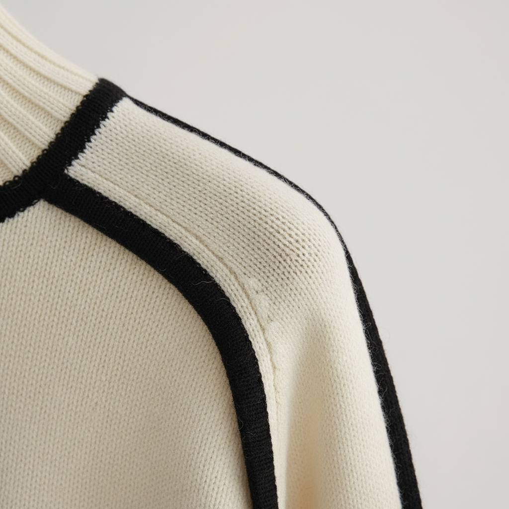 Carla | Women's Turtleneck Knit Sweater – Contrast Piping, Raglan Sleeves