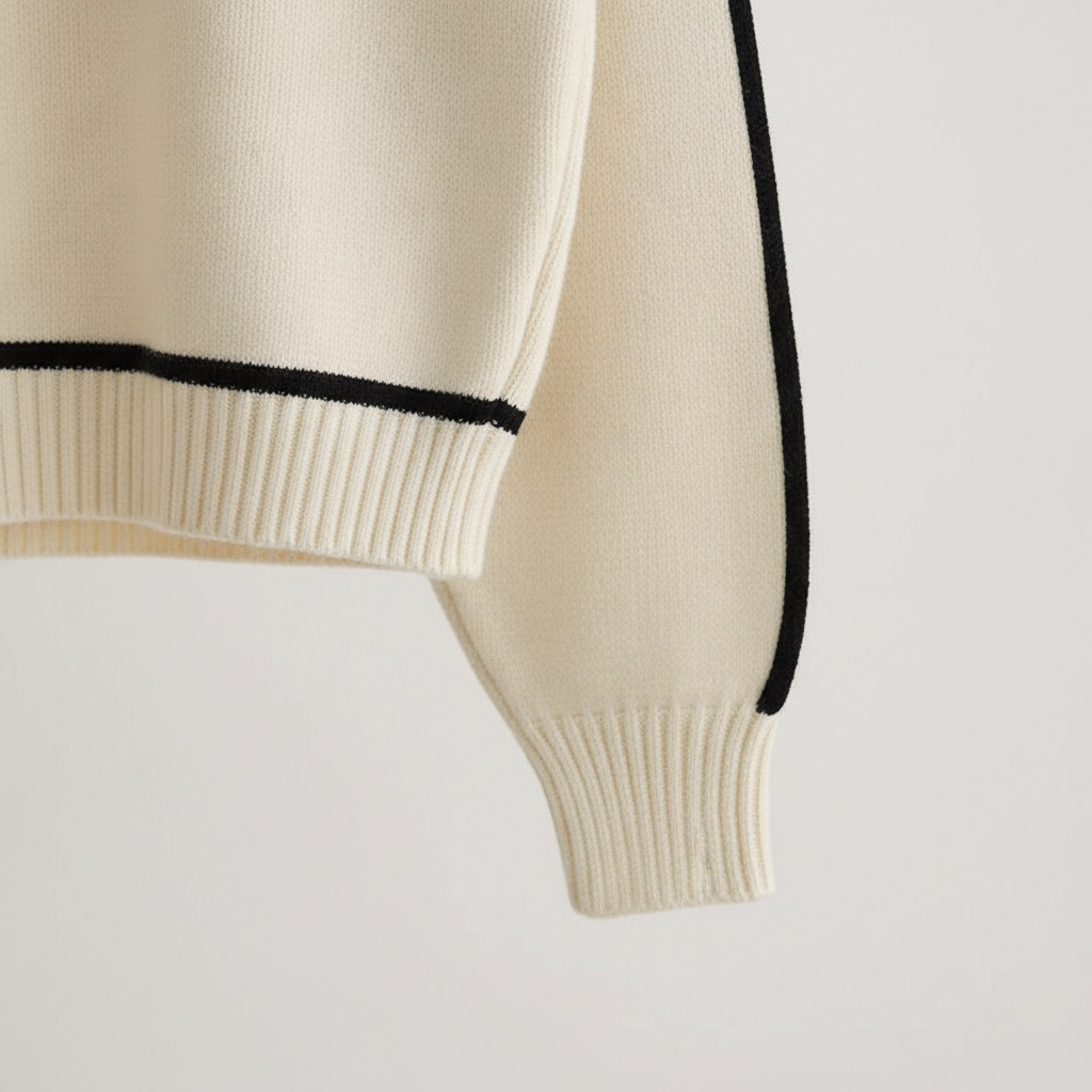 Carla | Women's Turtleneck Knit Sweater – Contrast Piping, Raglan Sleeves