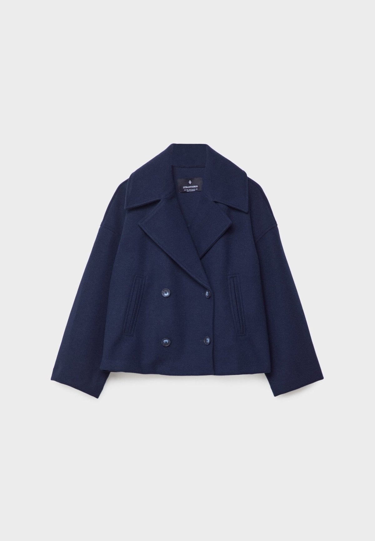 Coralie | Women's Short Double-Breasted Jacket – Wool-Blend Feel, Tailored Cut – Dark Blue