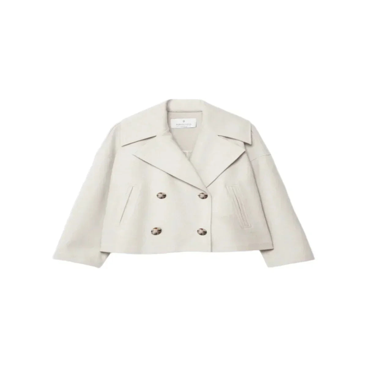 Coralie | Women's Short Double-Breasted Jacket – Wool-Blend Feel, Tailored Cut – Beige