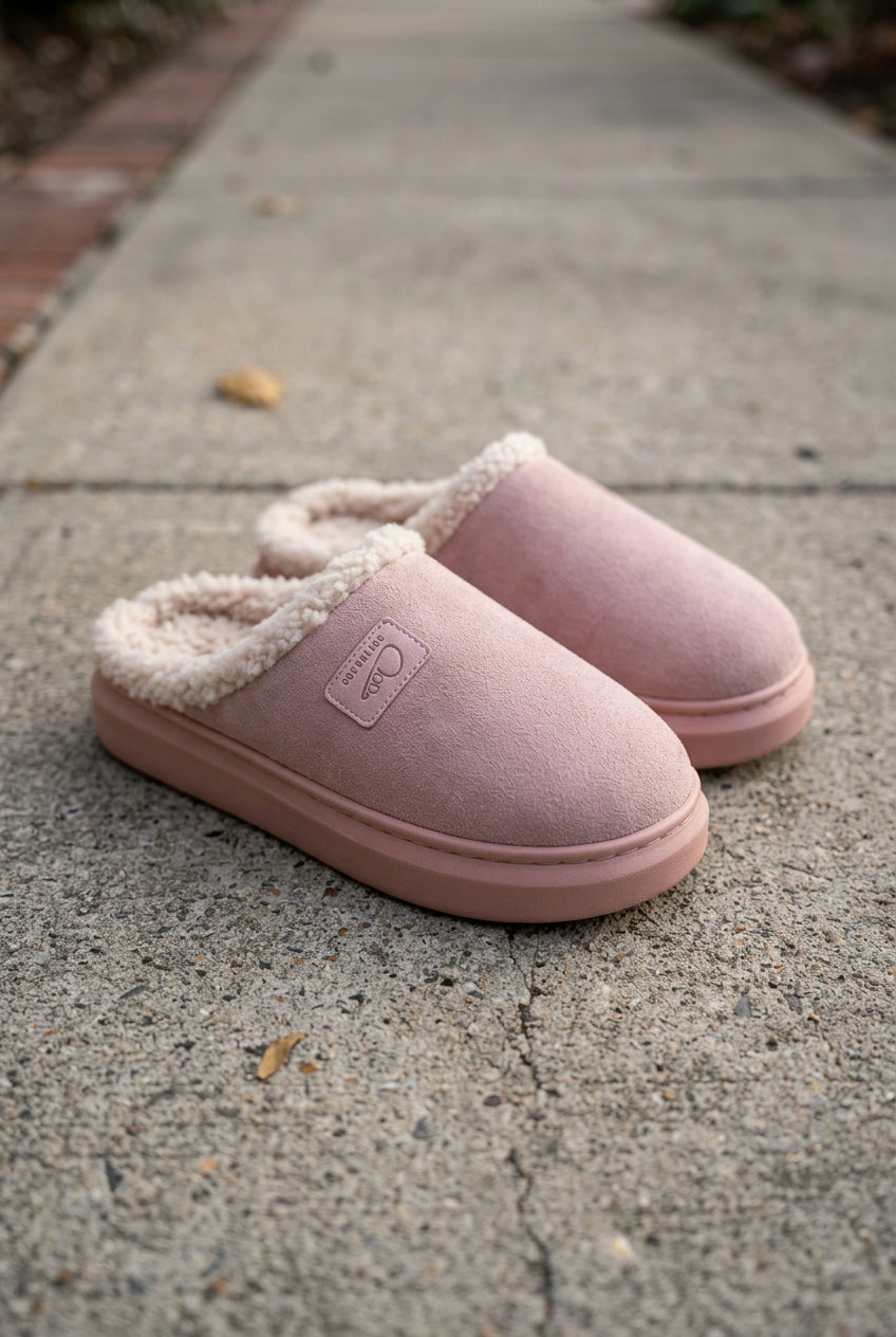 Dina | Women's Fluffy House Slippers – Plush Slip-On with Non-Slip Sole – Pink