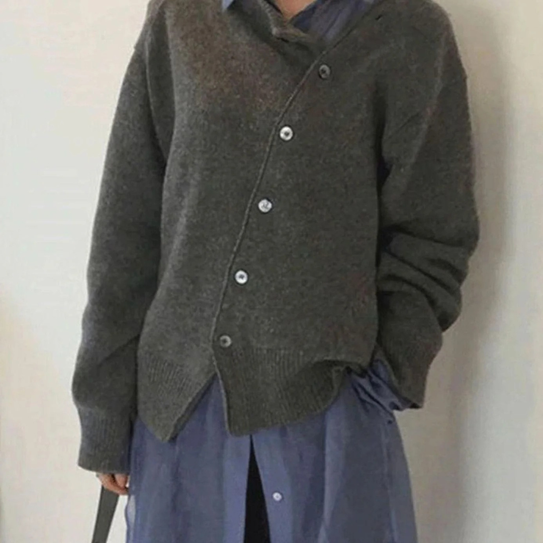 Uma | Women's Button-Front Knit Cardigan – Ribbed Trim