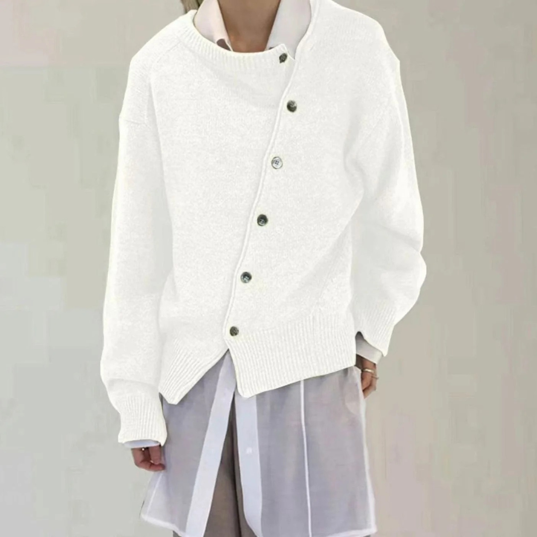 Uma | Women's Button-Front Knit Cardigan – Ribbed Trim