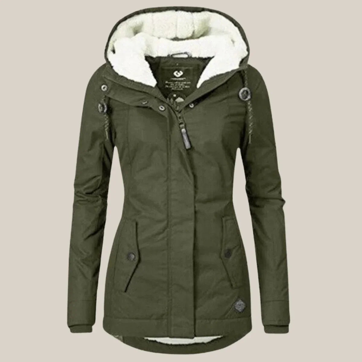 Elsie | Women's Sherpa Lined Quilted Jacket with Hood – Warm Winter Coat – Green