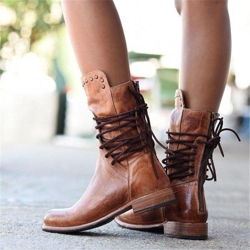 Flora | Women's Studded Ankle Boots – Low Block Heel with Side Zip