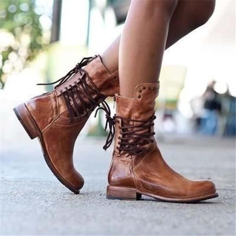 Flora | Women's Studded Ankle Boots – Low Block Heel with Side Zip
