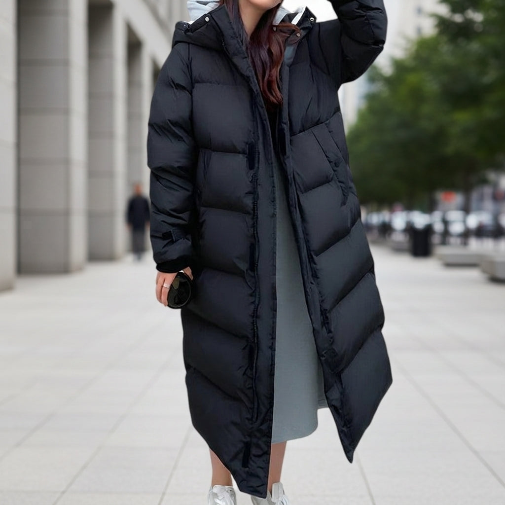 Frances – Women's Long Quilted Puffer Parka – Hooded, Water-Repellent Winter Coat
