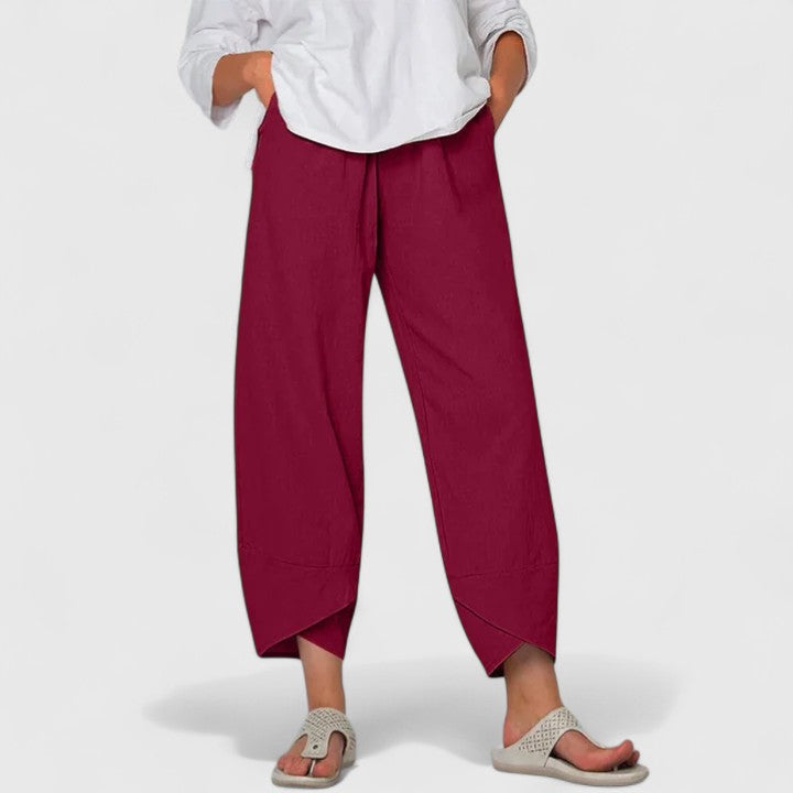 Georgia – Women's Printed Wide-Leg Pants – Elastic Waist, Vintage-Inspired Pattern