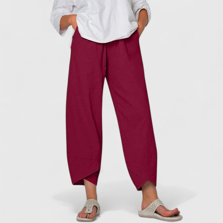 Georgia – Women's Printed Wide-Leg Pants – Elastic Waist, Vintage-Inspired Pattern