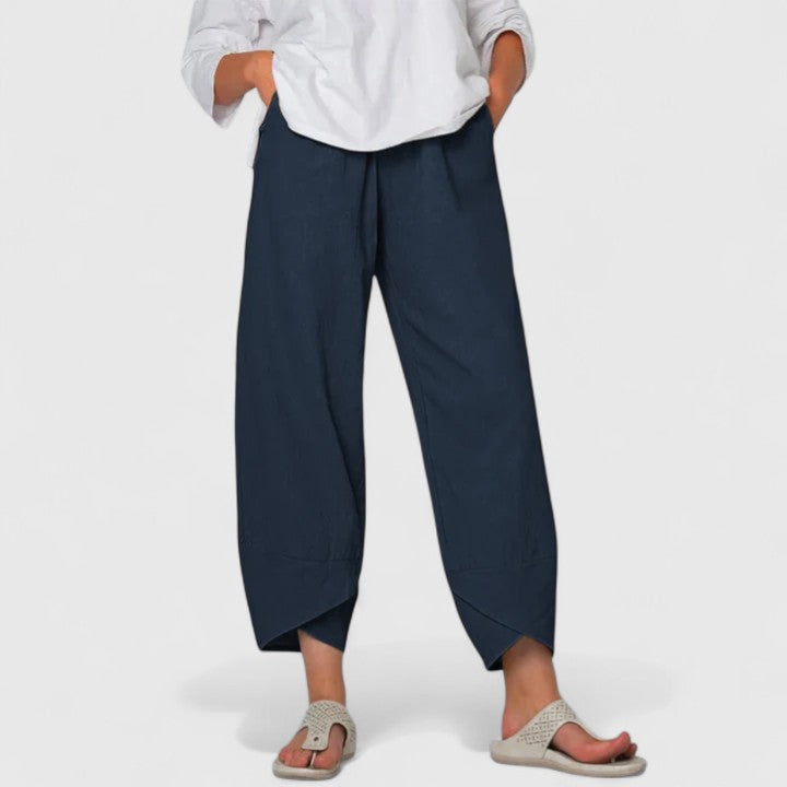 Georgia – Women's Printed Wide-Leg Pants – Elastic Waist, Vintage-Inspired Pattern