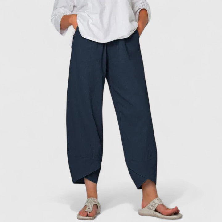 Georgia – Women's Printed Wide-Leg Pants – Elastic Waist, Vintage-Inspired Pattern