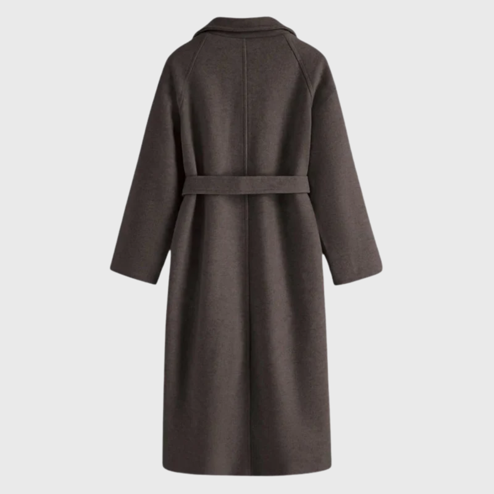 Gillian | Women's Wool-Blend Belted Wrap Coat – Wide Lapels, Longline, Relaxed Fit