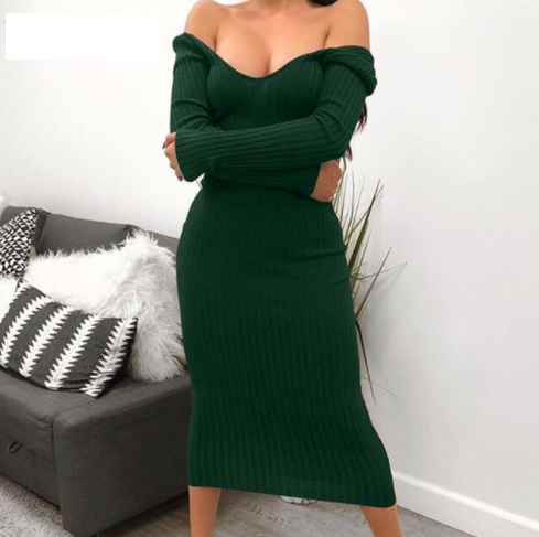 Hana | Women's Stretch Knit Bodycon Dress – Long Sleeve Fitted Sweater Dress for Fall