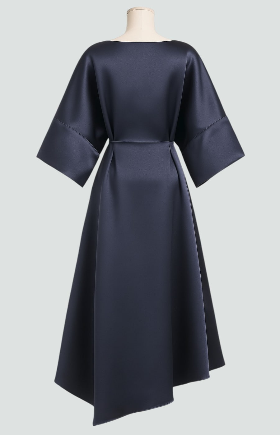Harriet – Women's Draped Satin-Finish Maxi Gown – Cape Sleeves with Brooch Waist