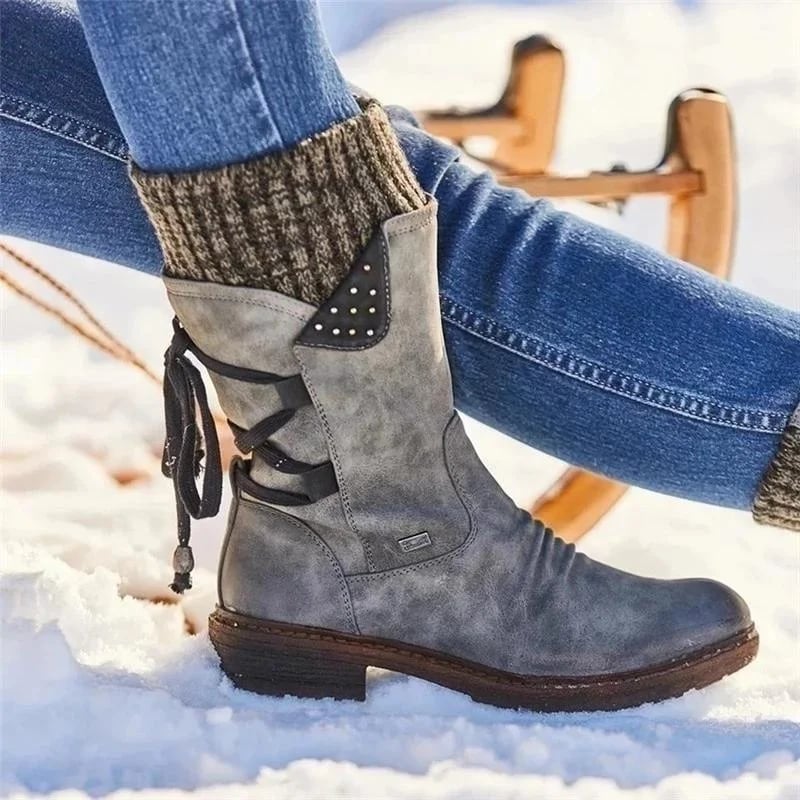 Ilse | Women's Warm Winter Boots – Water-Resistant, Calf Height, Lined – Grey