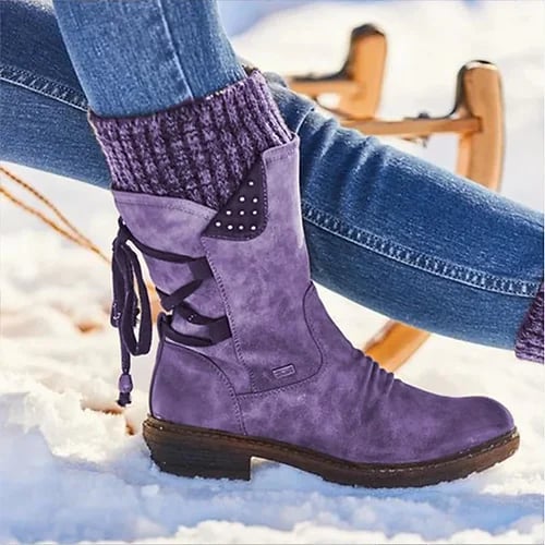 Ilse | Women's Warm Winter Boots – Water-Resistant, Calf Height, Lined – Purple