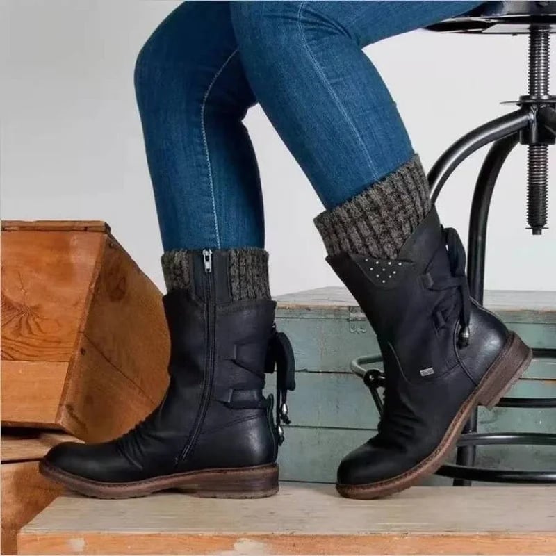 Ilse | Women's Warm Winter Boots – Water-Resistant, Calf Height, Lined – Black