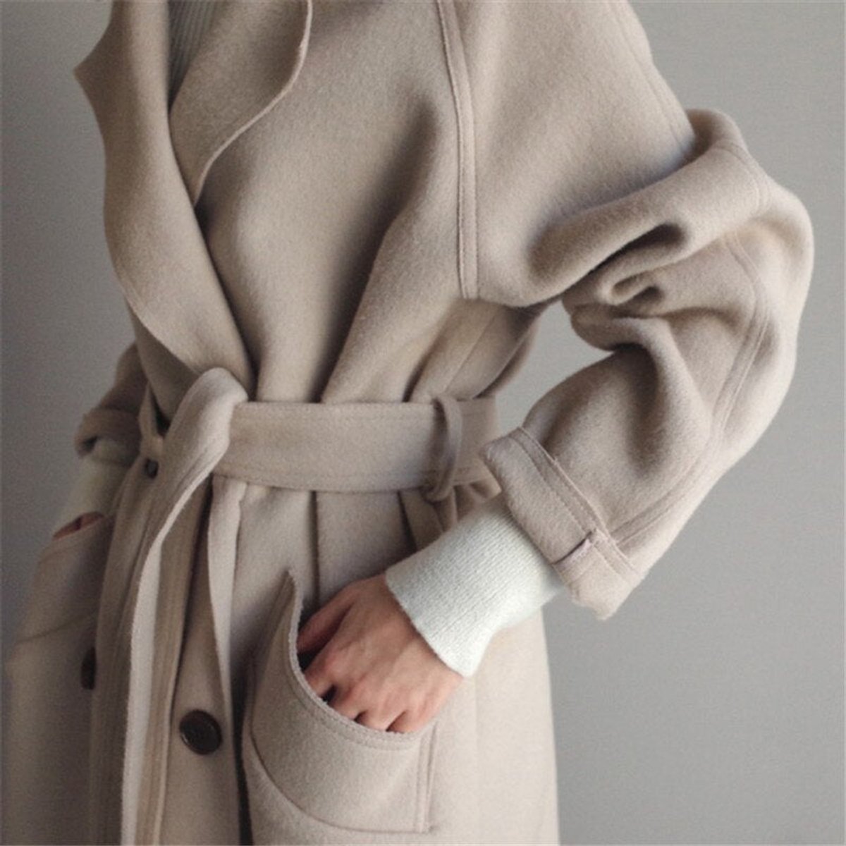 Imogen – Women's Oversized Wool-Feel Coat – Relaxed Long Line for Fall