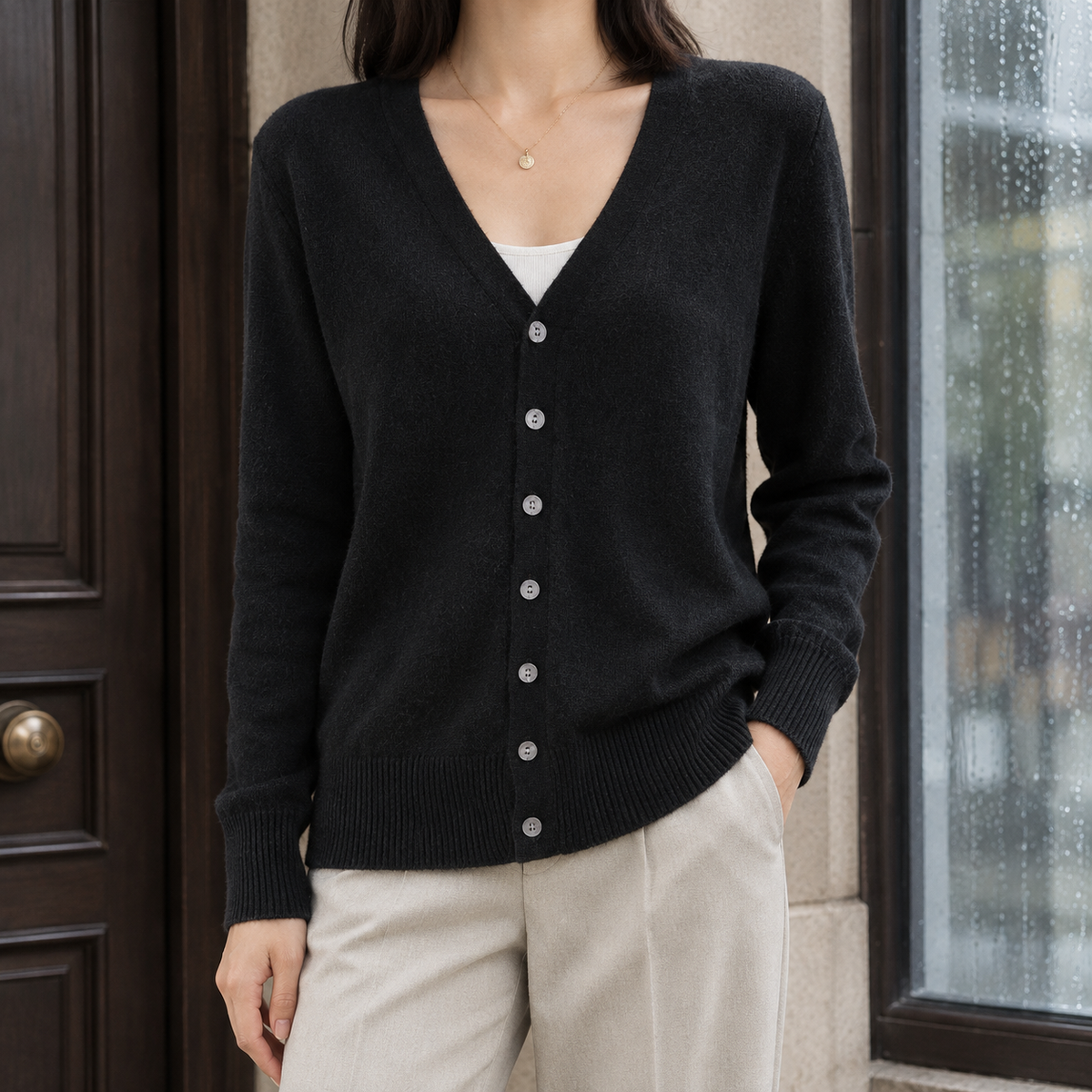 Benevolux | Women's V-Neck Cardigan Soft Knit Button-Up