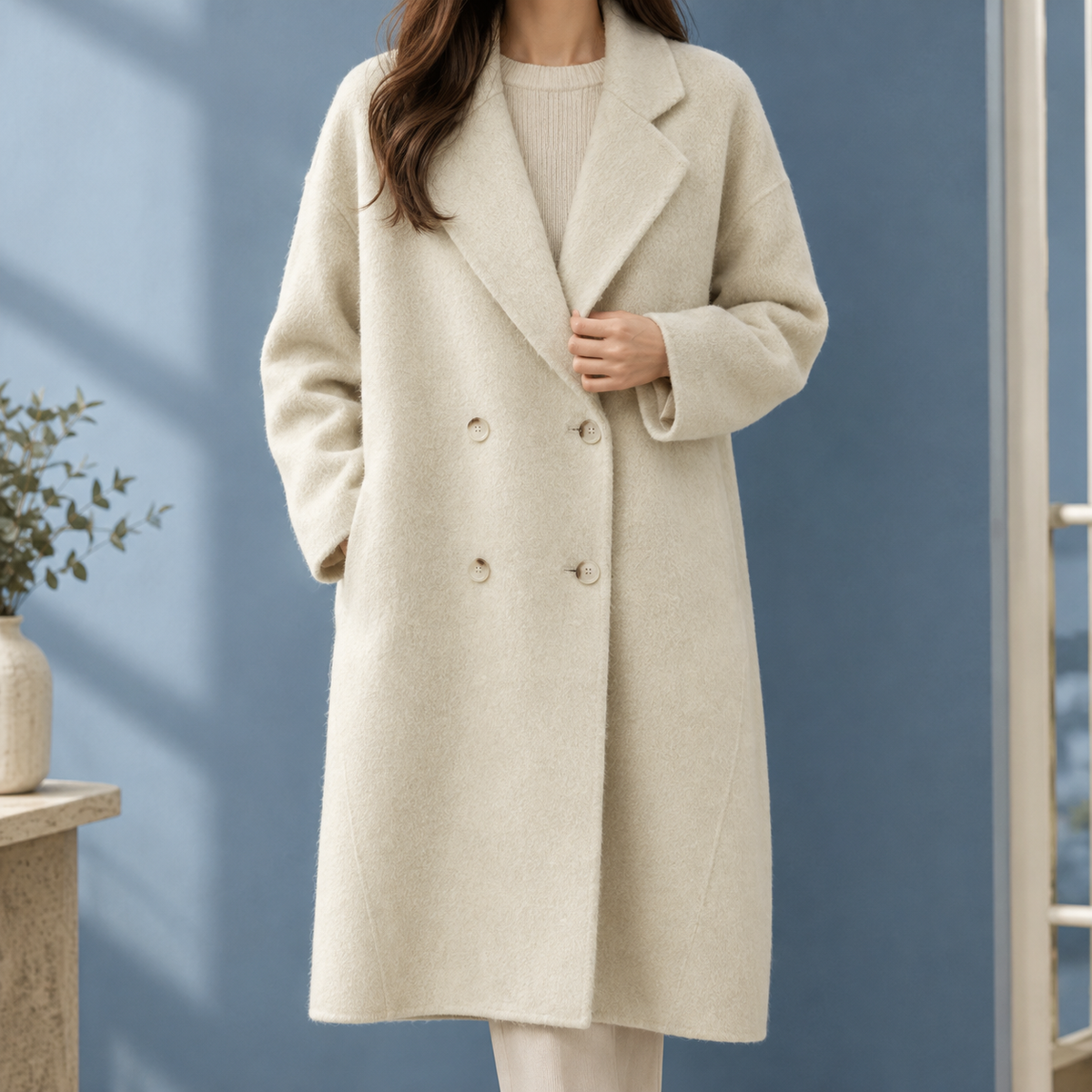 Benevolux | Women's Cocoon Coat Double-Breasted Mid-Length