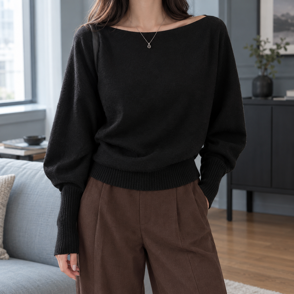 Benevolux | Women's Off Shoulder Top Long Lantern Sleeve